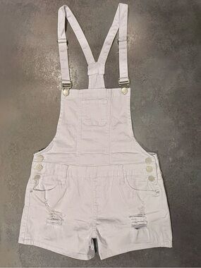 American Bazi Overall Shorts L Light Lilac Distressed Denim Shortall